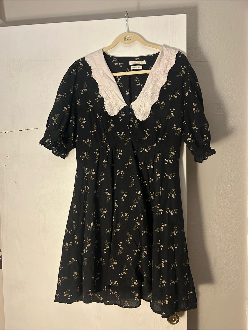 Christy Dawn Black Floral Midi Dress with White Daisy Print